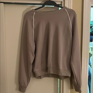 SPANX AirEssentials Pique Long Sleeve Crewneck Top XL ashwood